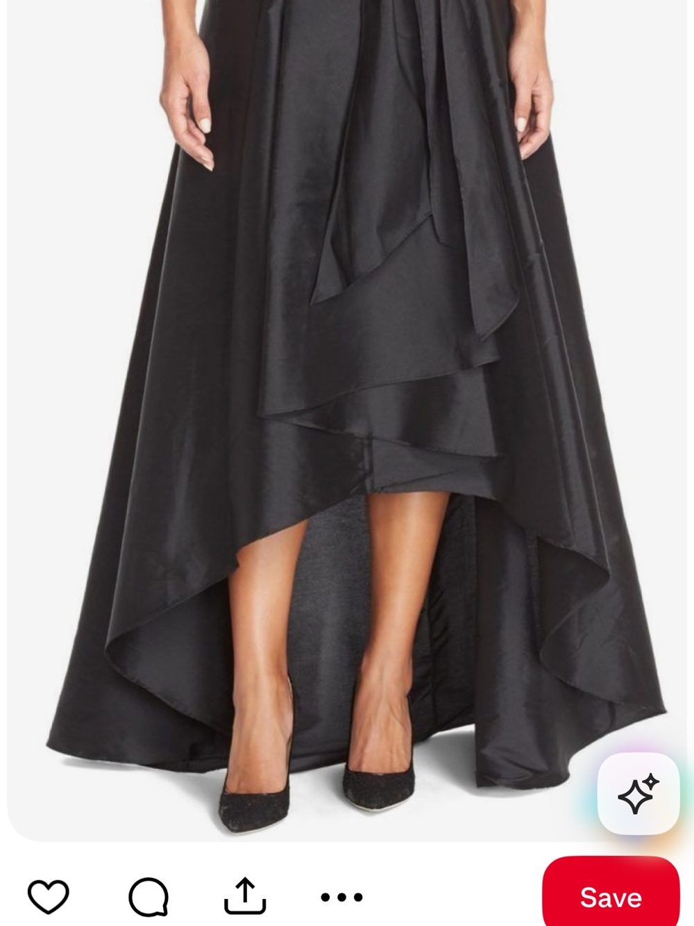 Adrianna Papell Black High-Low Satin Event Skirt